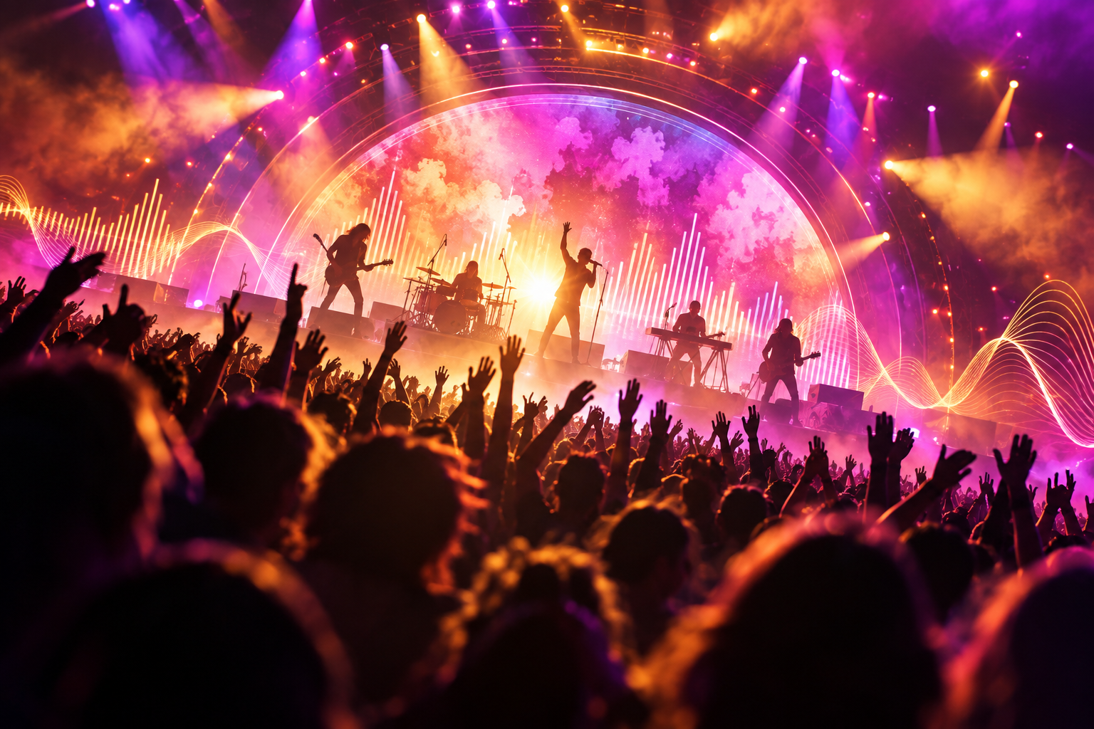 Escena editorial sobre música y conciertos